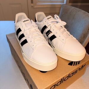 Adidas Classic White Sneakers with Black Stripes